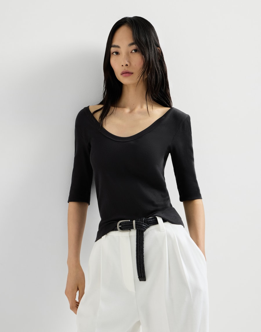 Camiseta con Monile Negro Mujer - Brunello Cucinelli