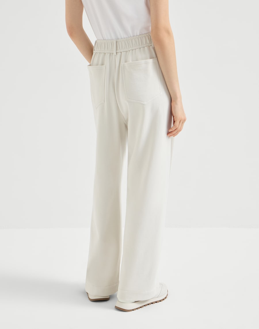 Smooth French terry trousers Milk Woman - Brunello Cucinelli