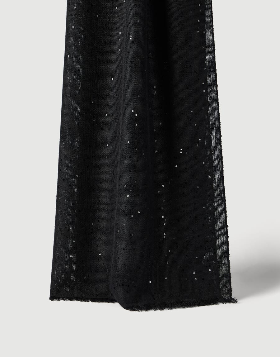 羊绒和亮丝绸料围巾 黑色 女款 - Brunello Cucinelli