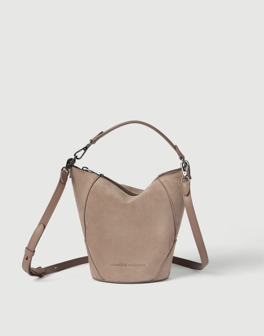 Bolso BC Duo Bucket en piel de ante Marrón Claro Mujer - Brunello Cucinelli