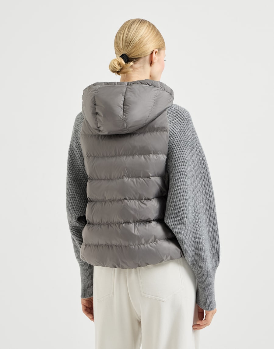 Plumífero de nailon con capucha Gris Mujer - Brunello Cucinelli