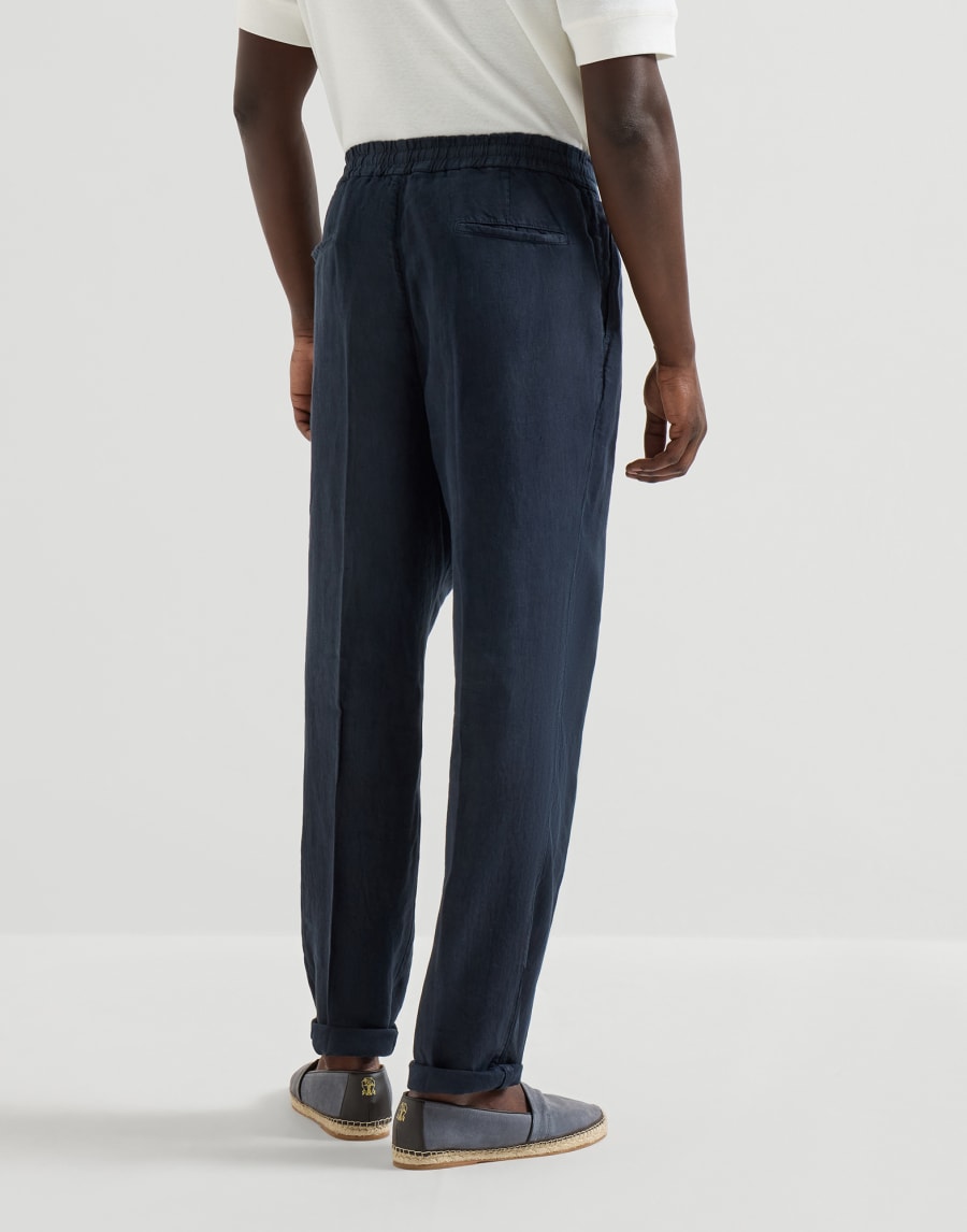 Trousers with drawstring Navy Blue Man - Brunello Cucinelli