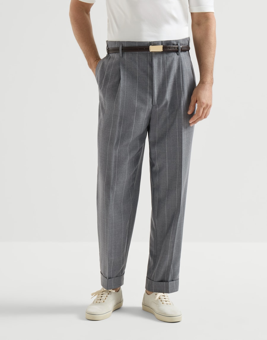Chalk stripe trousers Medium Grey Man - Brunello Cucinelli