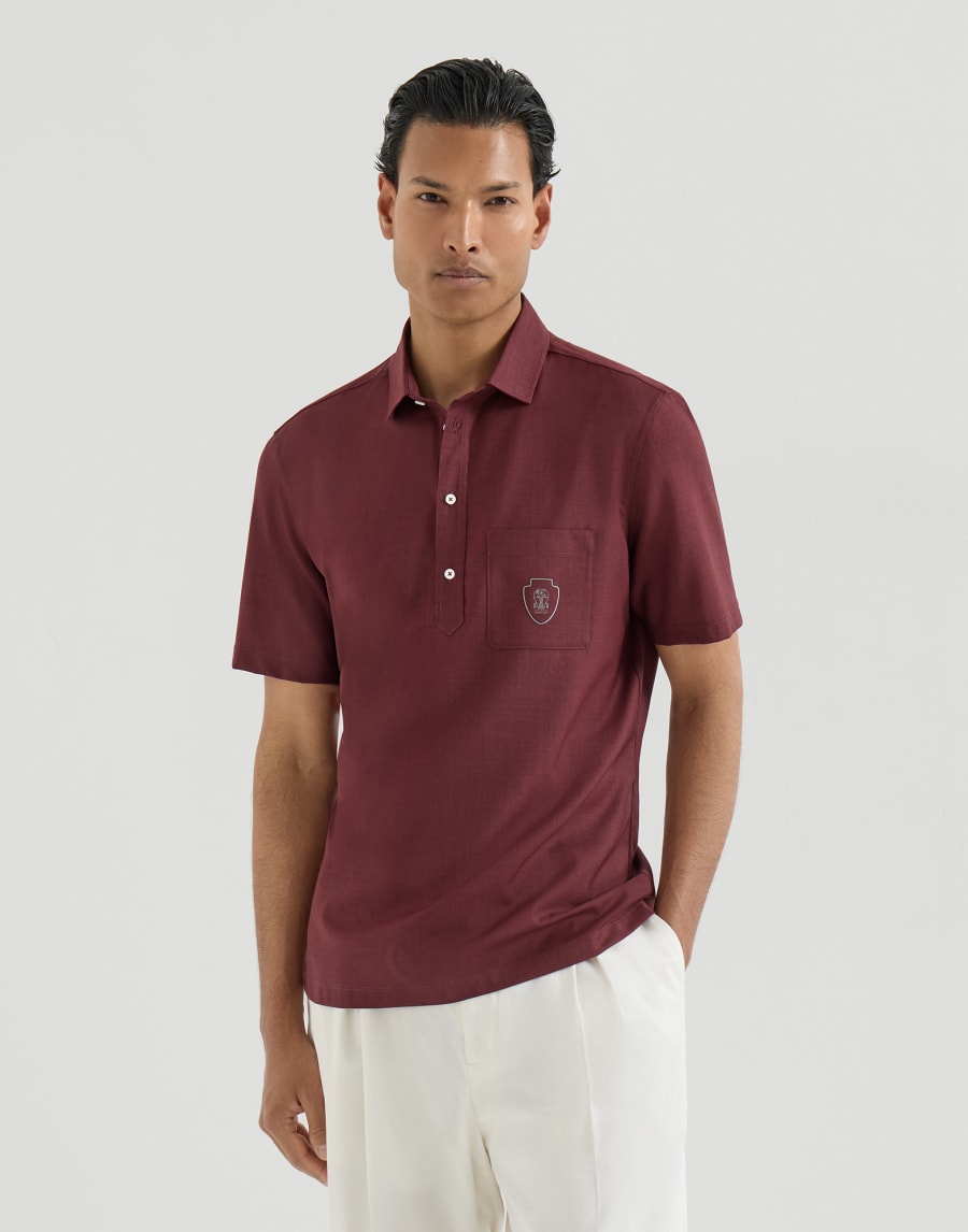 Polo in popeline Ciliegia Uomo - Brunello Cucinelli