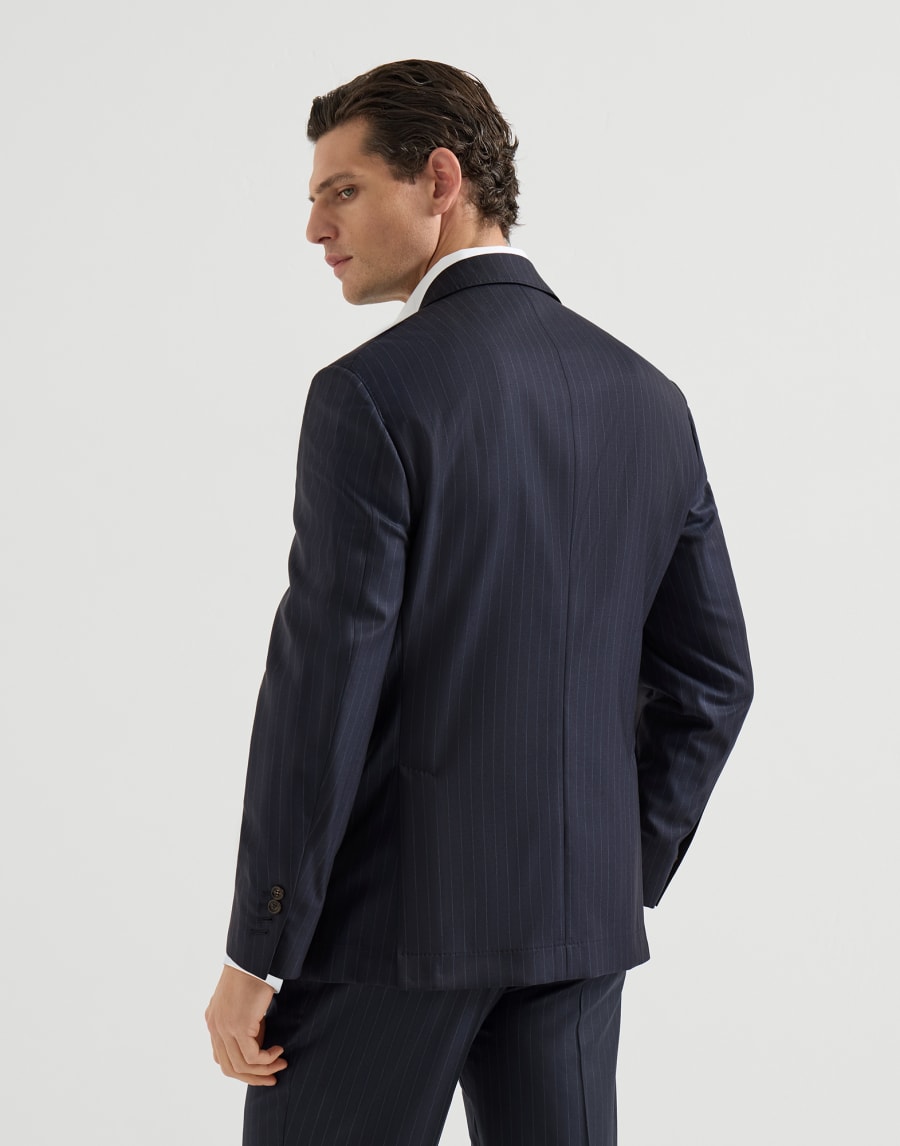 Chalk stripe blazer Navy Blue Man - Brunello Cucinelli