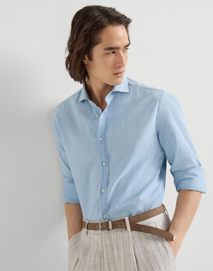 シャンブレーシャツ ライトデニム メンズ - Brunello Cucinelli