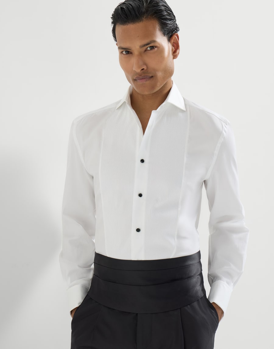 Camicia per smoking con plissettatura Bianco Uomo - Brunello Cucinelli