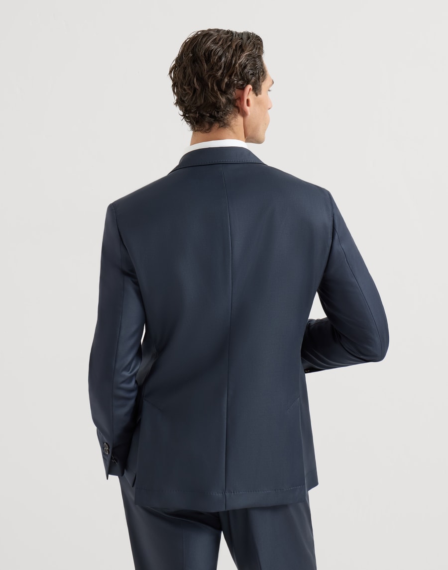 Super 150s virgin wool four season batavia twill blazer Navy Blue Man - Brunello Cucinelli