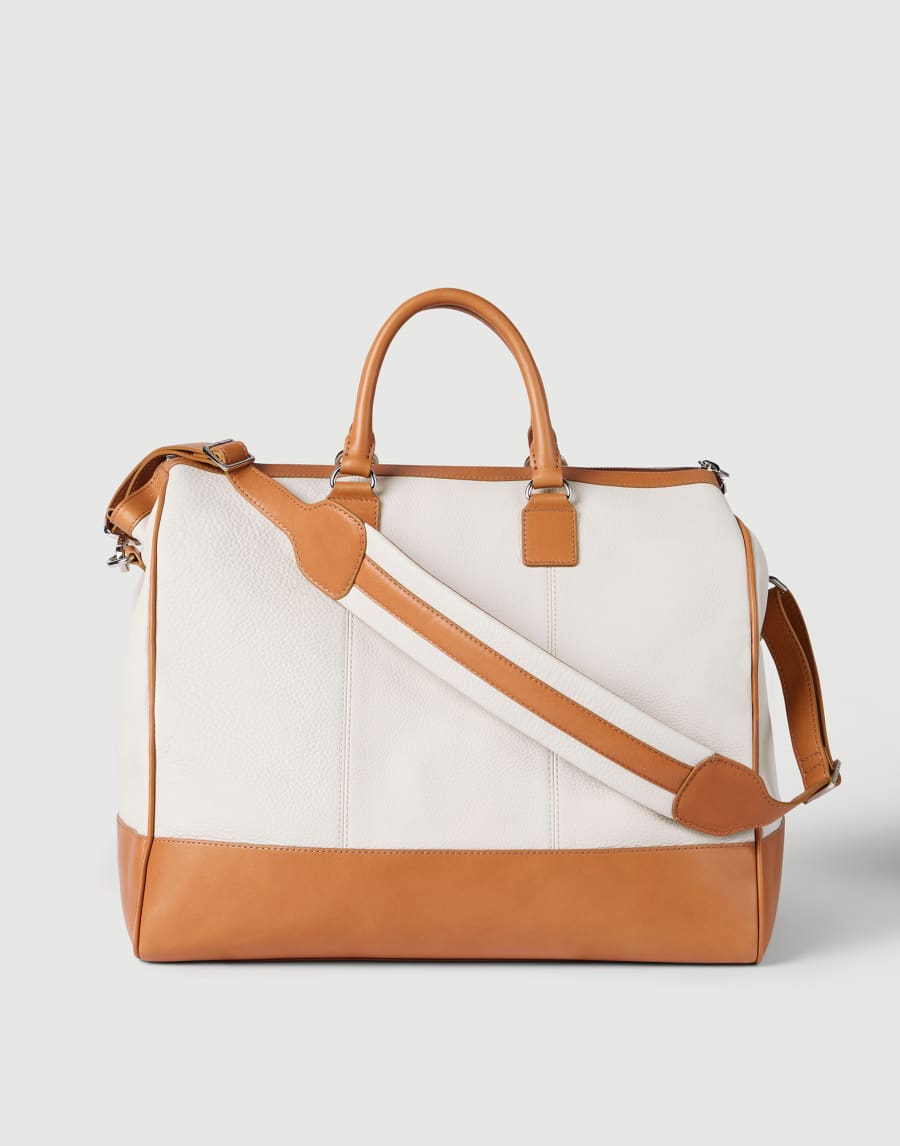 Calfskin and cowhide bag Ivory Man - Brunello Cucinelli