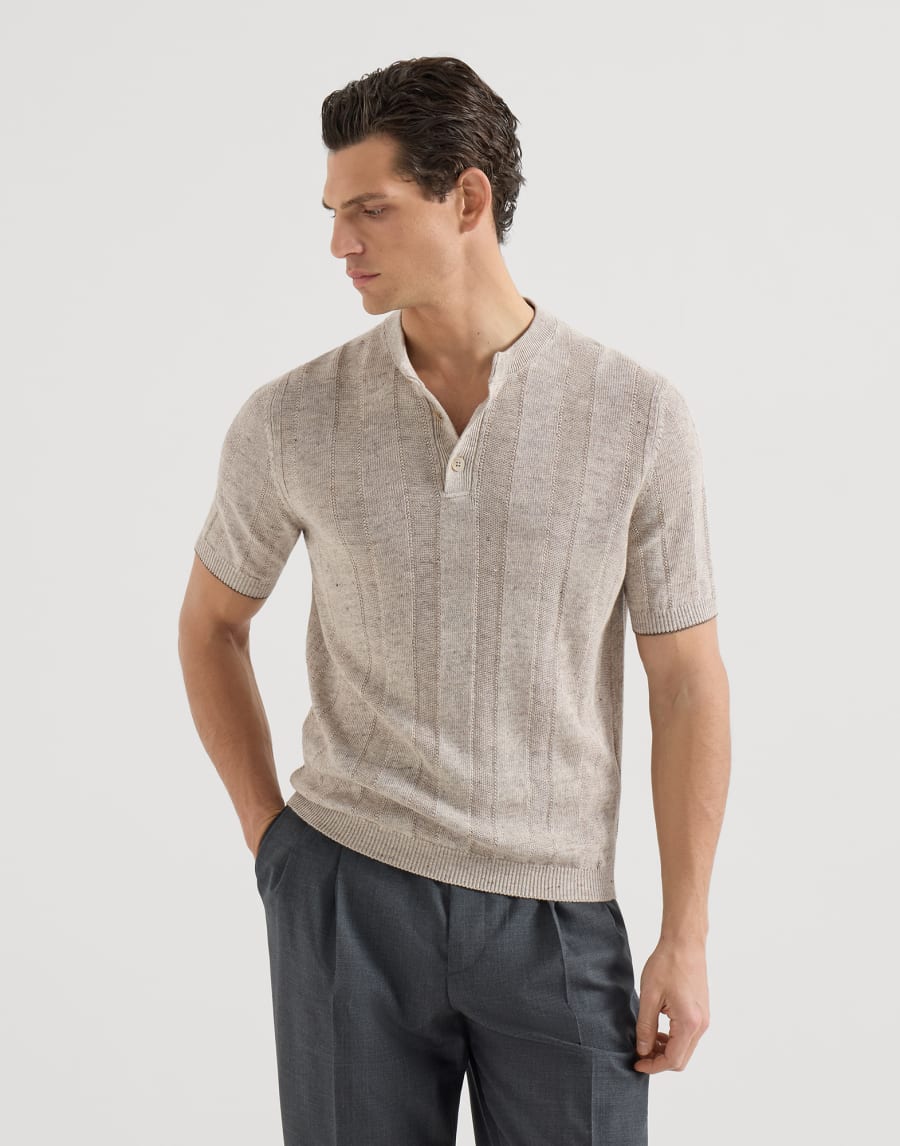 T-shirt serafino Sabbia Uomo - Brunello Cucinelli