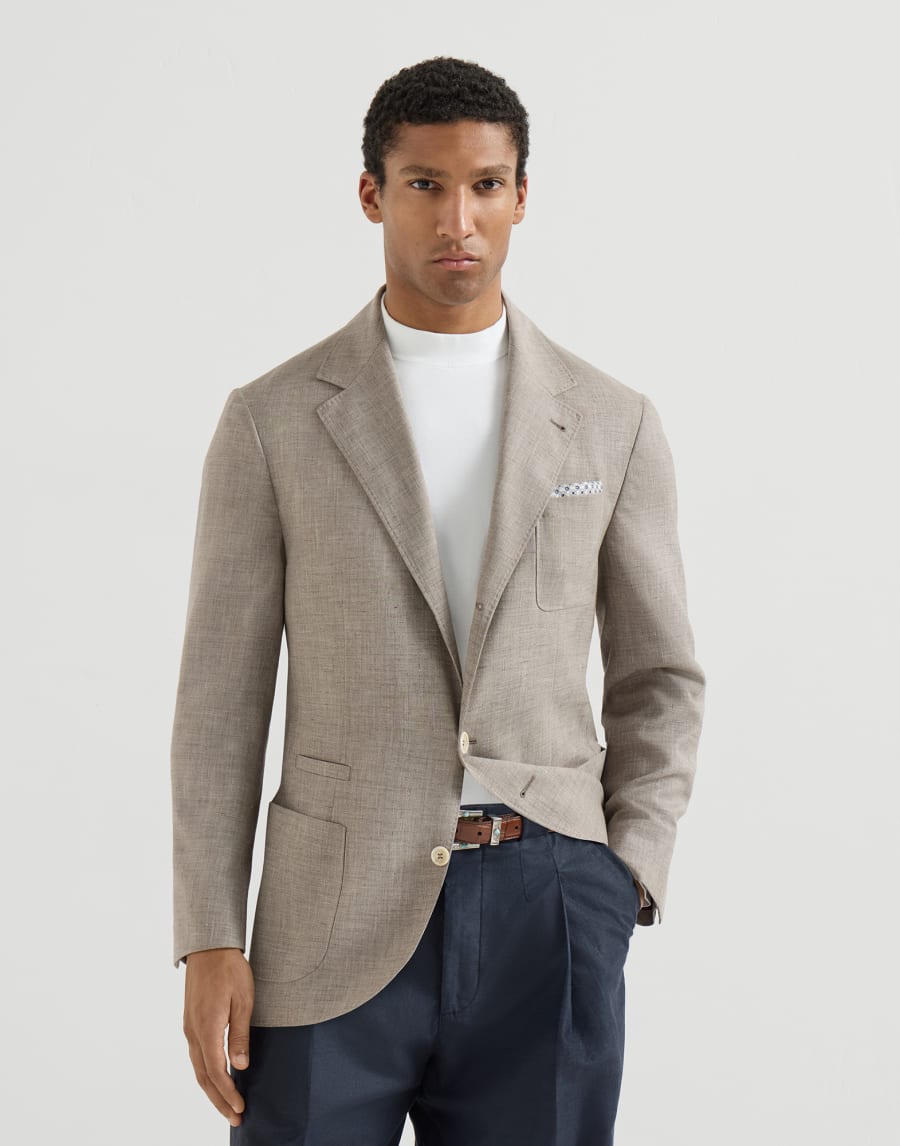 Wool fresco blazer Brown Man - Brunello Cucinelli