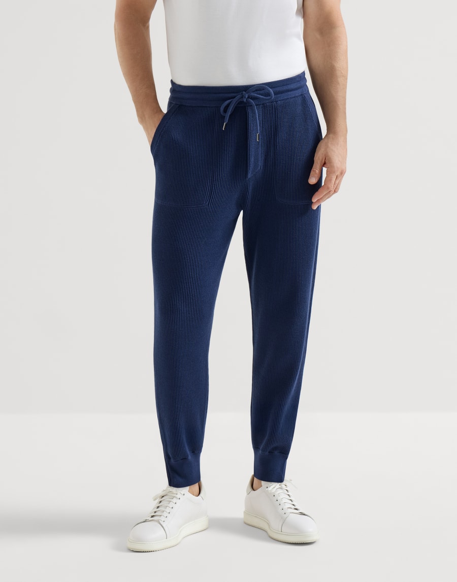 コットン ニット トラウザーズ ブルー メンズ - Brunello Cucinelli