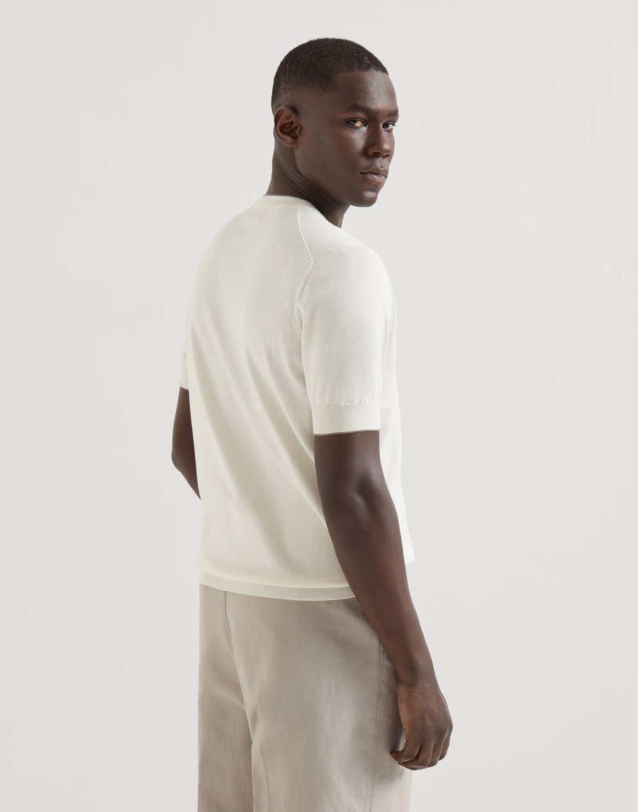 棉布T恤衫 象牙色 男款 - Brunello Cucinelli