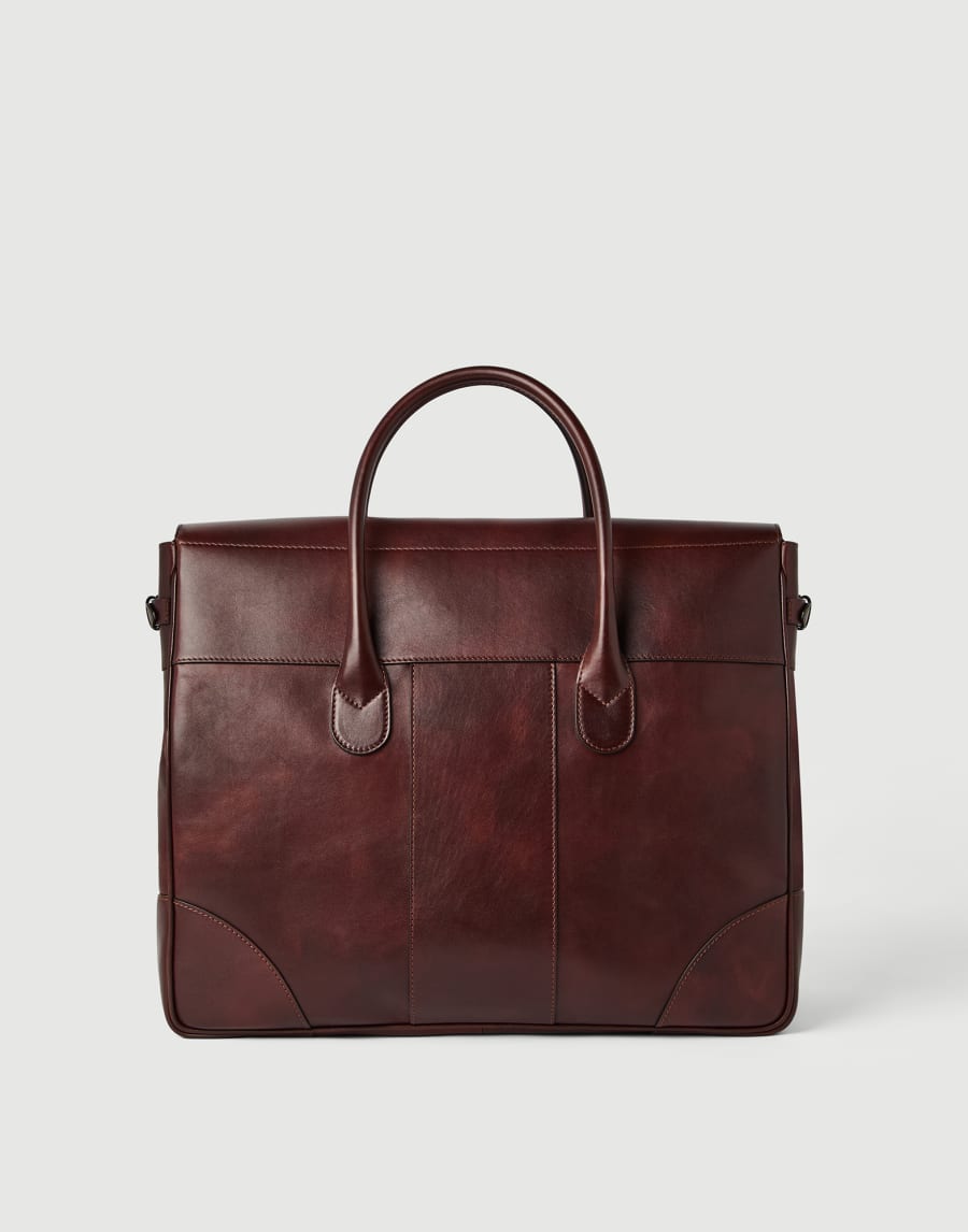 Calfskin Boston casual bag Burgundy Man - Brunello Cucinelli