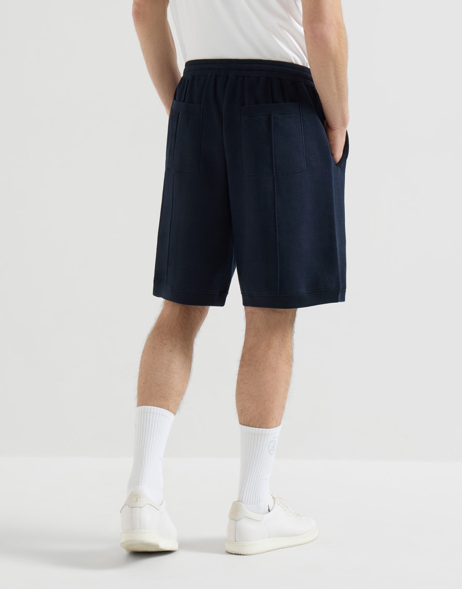 Double knit Bermuda shorts Navy Blue Man - Brunello Cucinelli