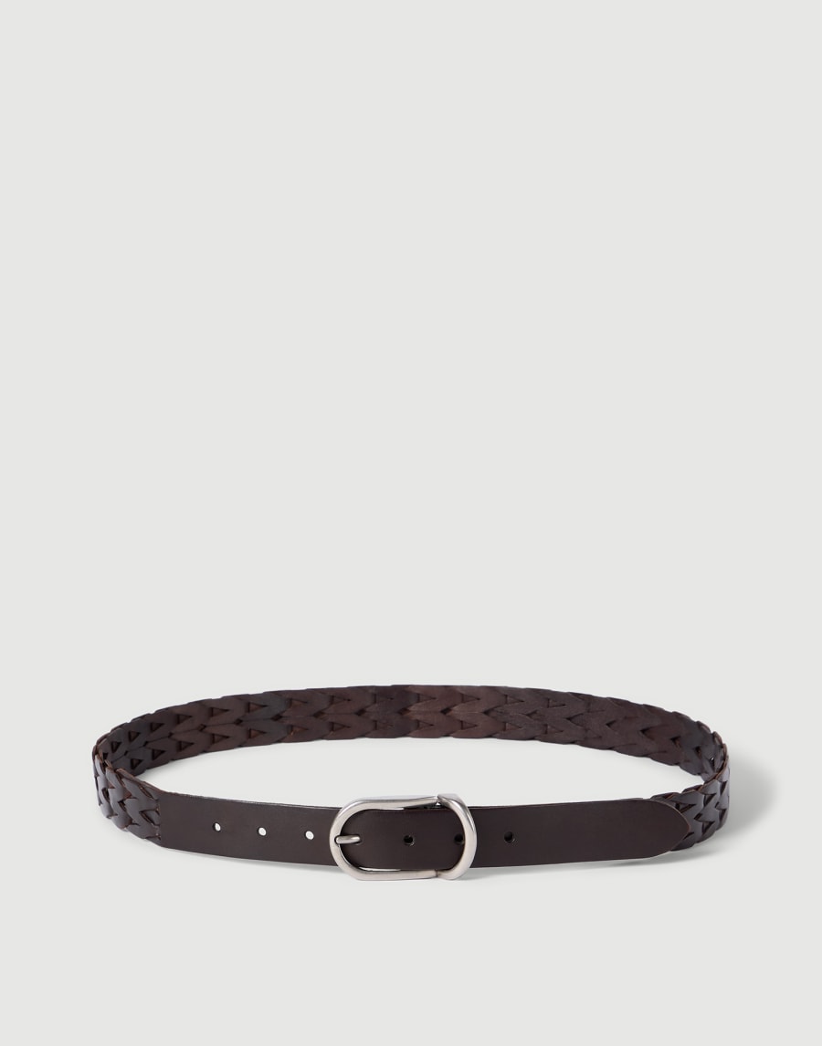 Braided leather belt Rust Brown Man - Brunello Cucinelli