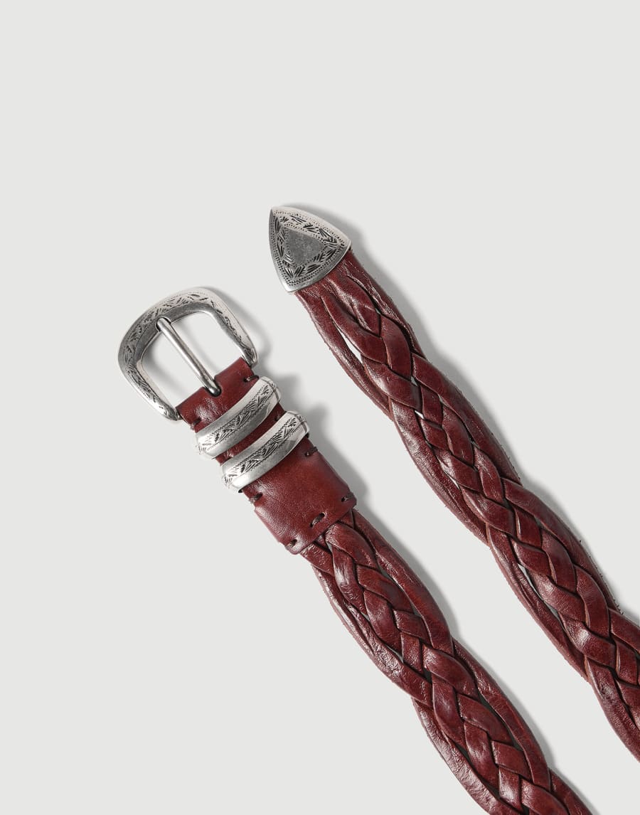 Braided calfskin belt Tobacco Man - Brunello Cucinelli