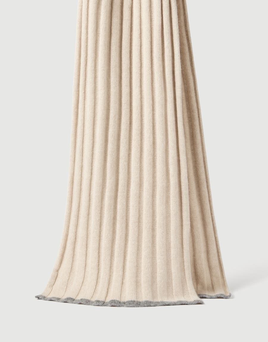 Cashmere rib knit scarf Sand Man - Brunello Cucinelli