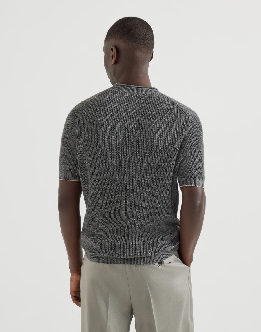 リネン&コットン Tシャツ ダークグレー メンズ - Brunello Cucinelli