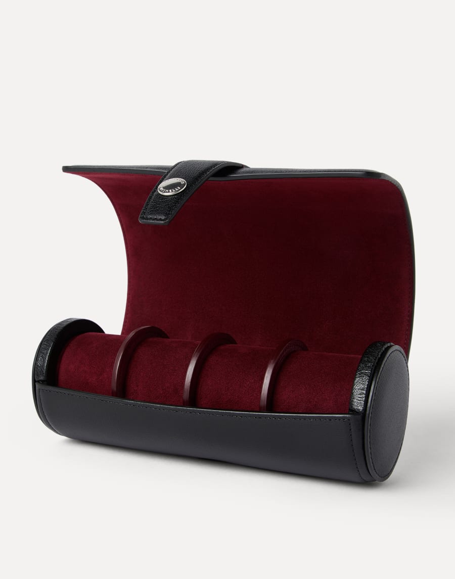 Футляр для часов из зернистой кожи Чёрный Мужчина - Brunello Cucinelli