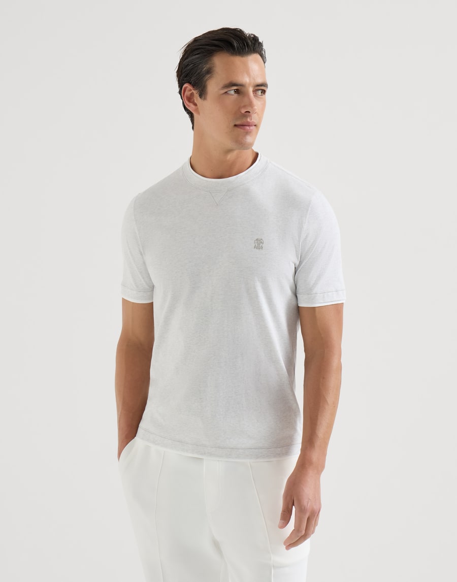 T-shirt with faux-layering Pearl Grey Man - Brunello Cucinelli