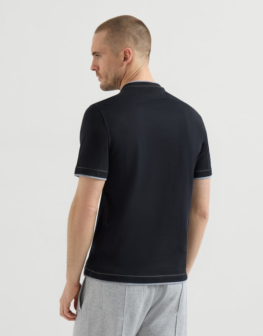 T-shirt with faux-layering Black Man - Brunello Cucinelli