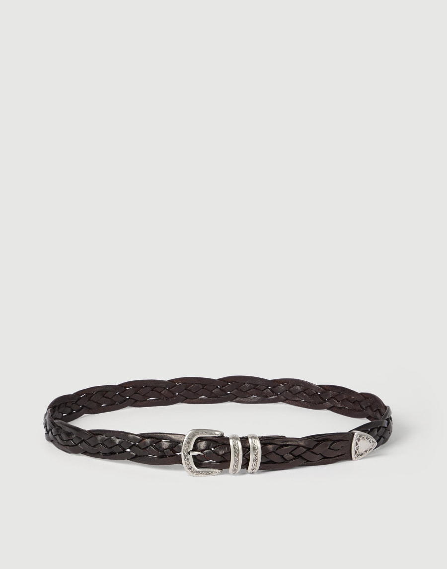 Braided calfskin belt Brown Man - Brunello Cucinelli