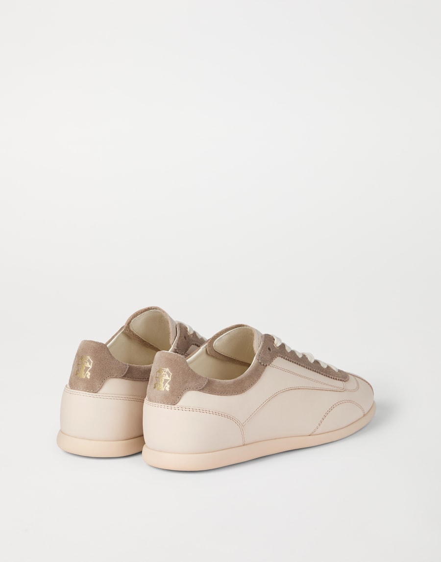 Sneakers aus Kalbsleder und Veloursleder Creme Herren - Brunello Cucinelli