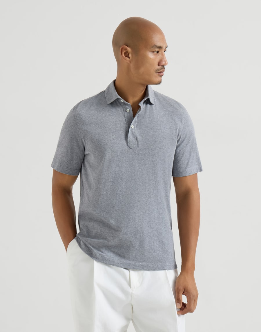 Polo con collo stile camicia Grigio Medio Uomo - Brunello Cucinelli