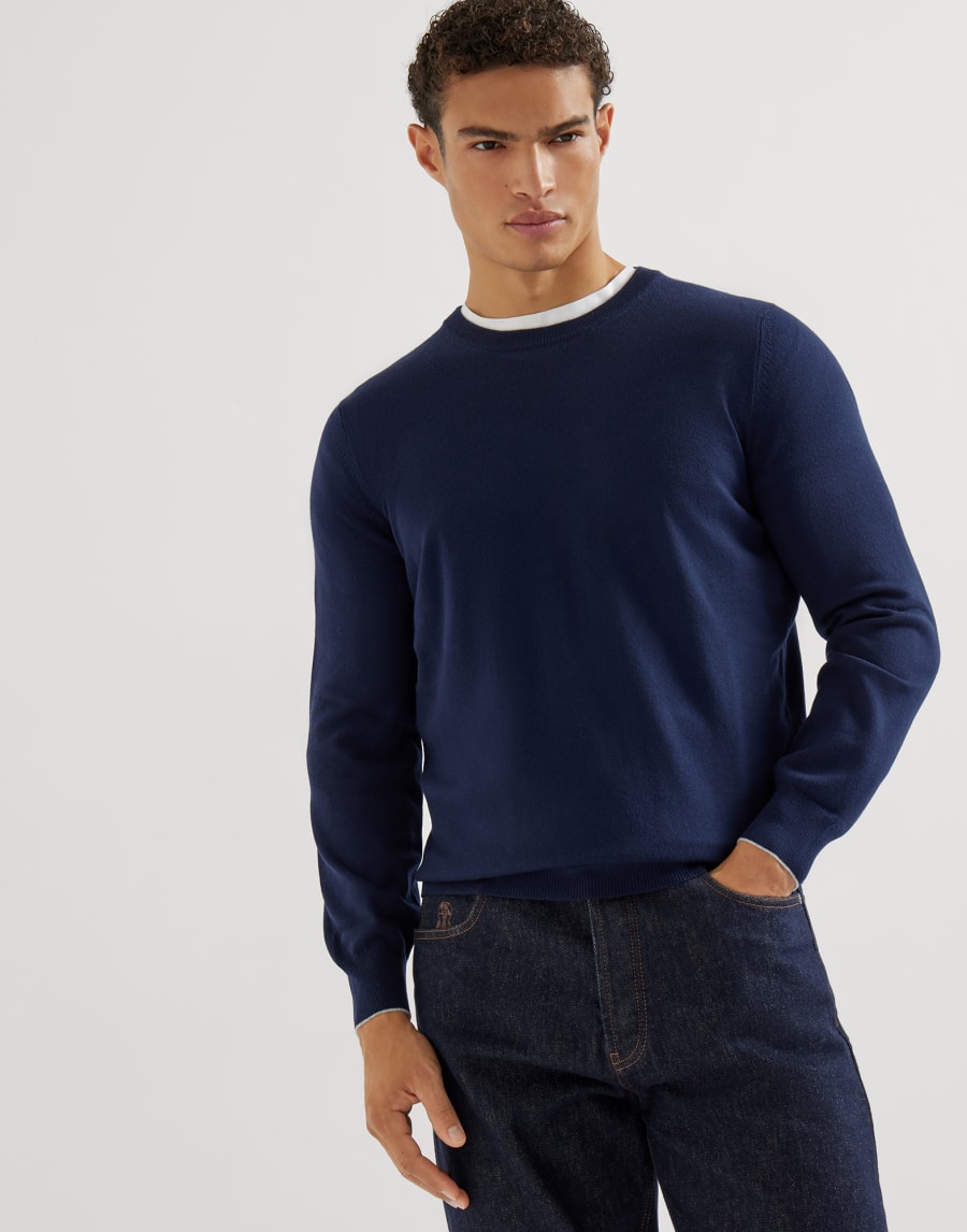 Pull en vigogne Bleu Homme - Brunello Cucinelli