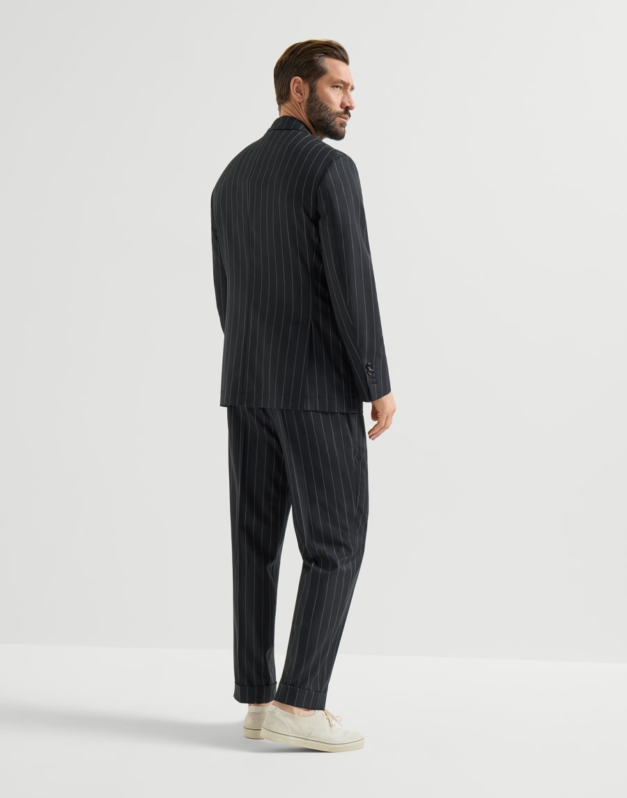Wide chalk stripe suit Black Man - Brunello Cucinelli