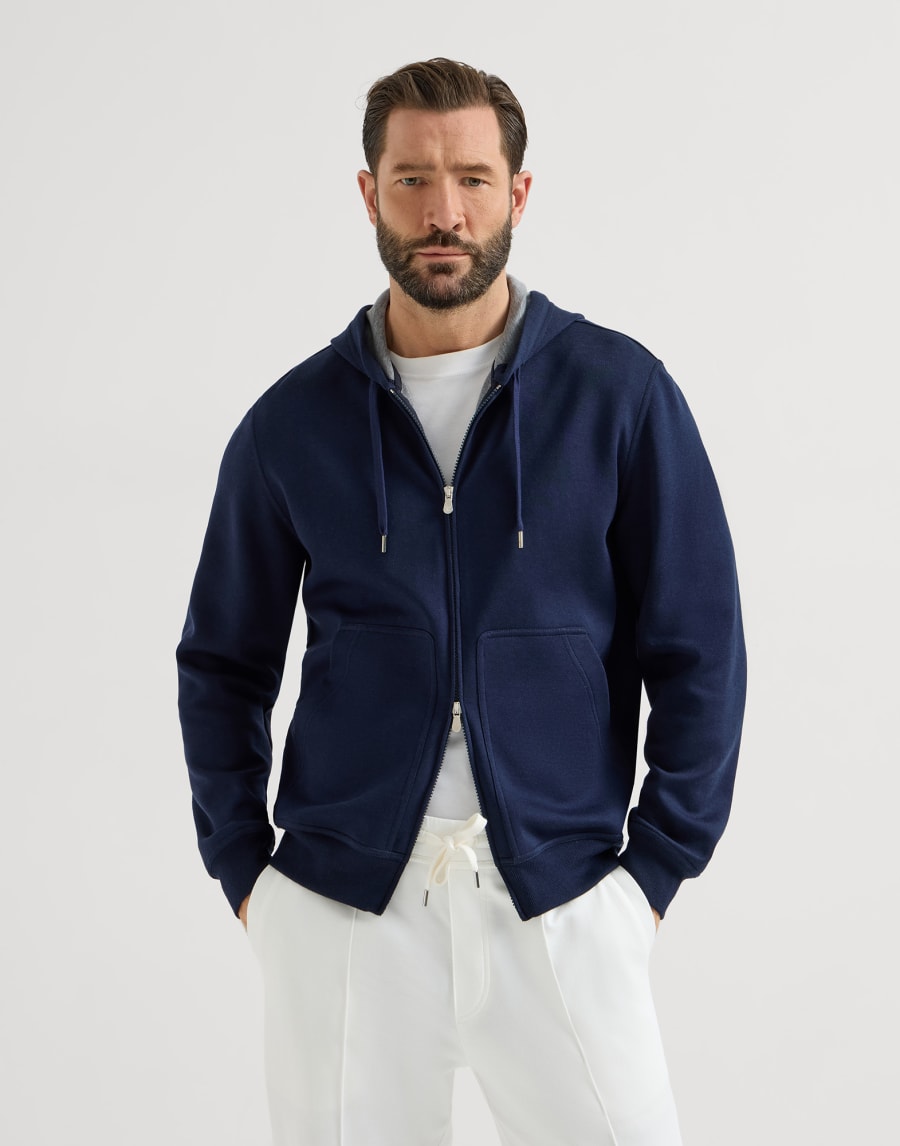 Double cloth sweatshirt Cobalt Man - Brunello Cucinelli