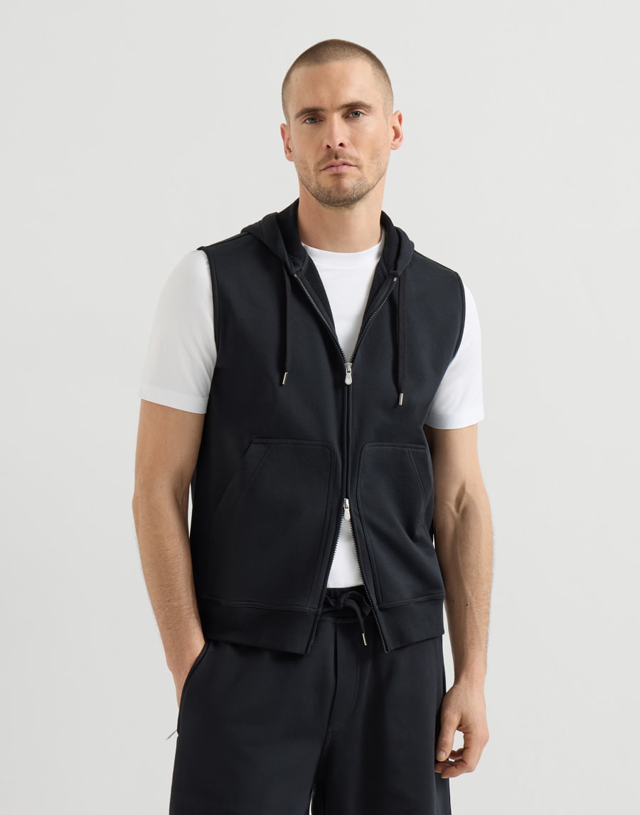 Sleeveless sweatshirt Black Man - Brunello Cucinelli