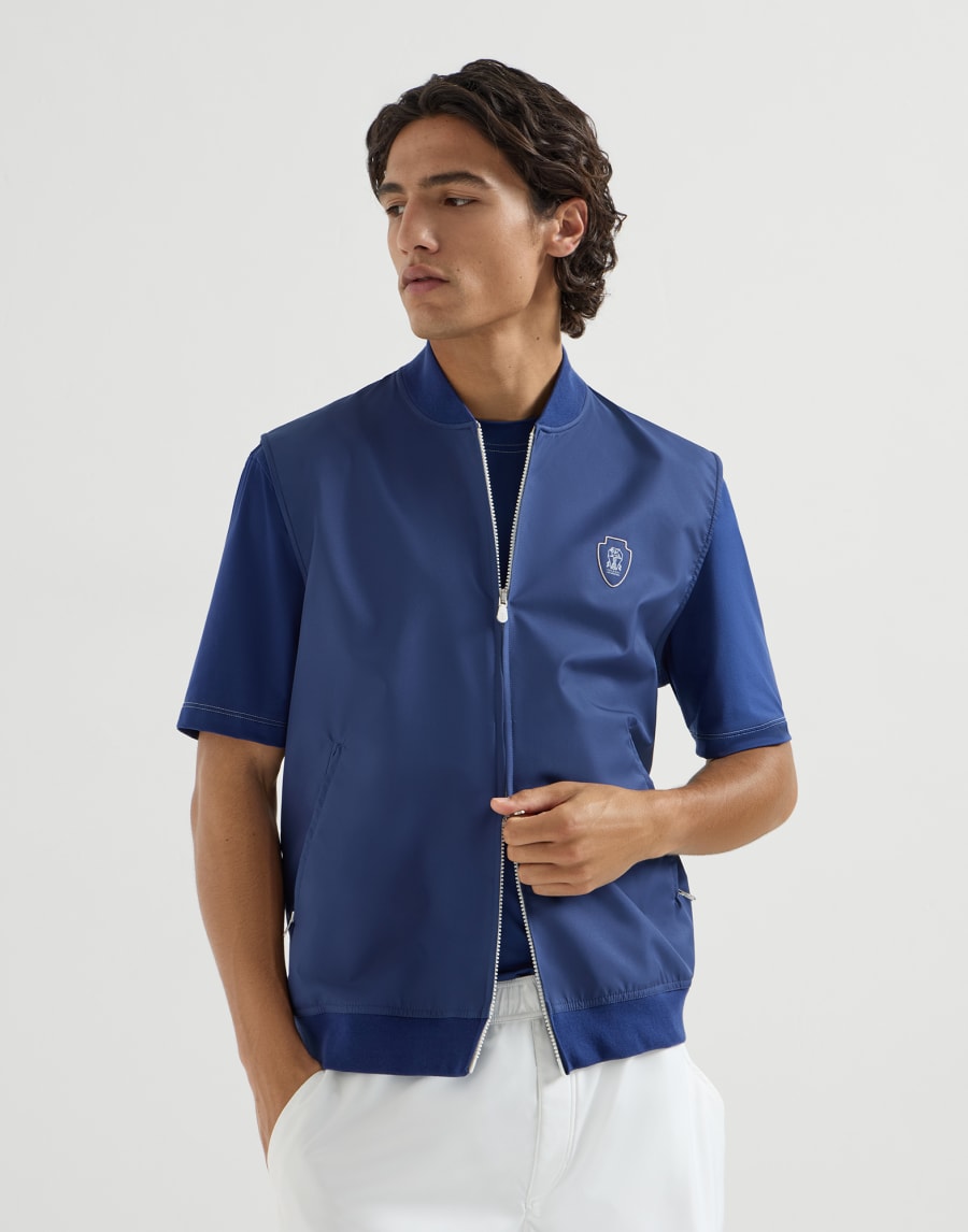 Nylon vest with logo Avio Blue Man - Brunello Cucinelli