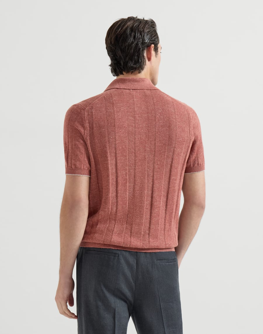 Rib knit polo Terracotta Man - Brunello Cucinelli