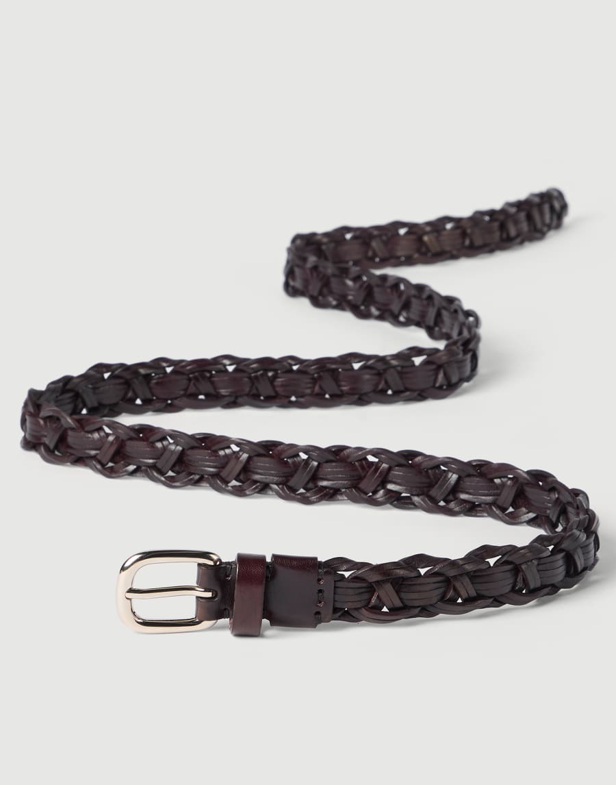 Braided leather belt Burgundy Man - Brunello Cucinelli