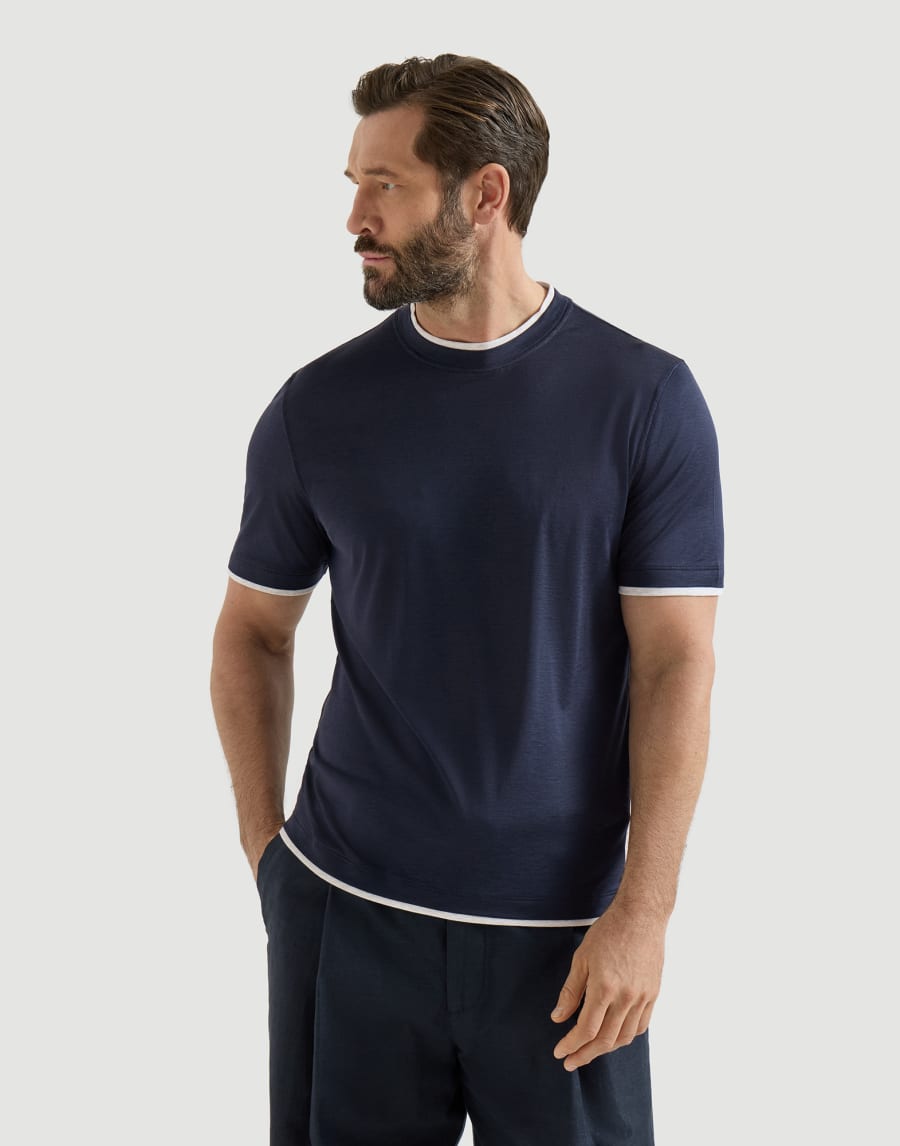 フェイクレイヤリング Tシャツ コバルト メンズ - Brunello Cucinelli