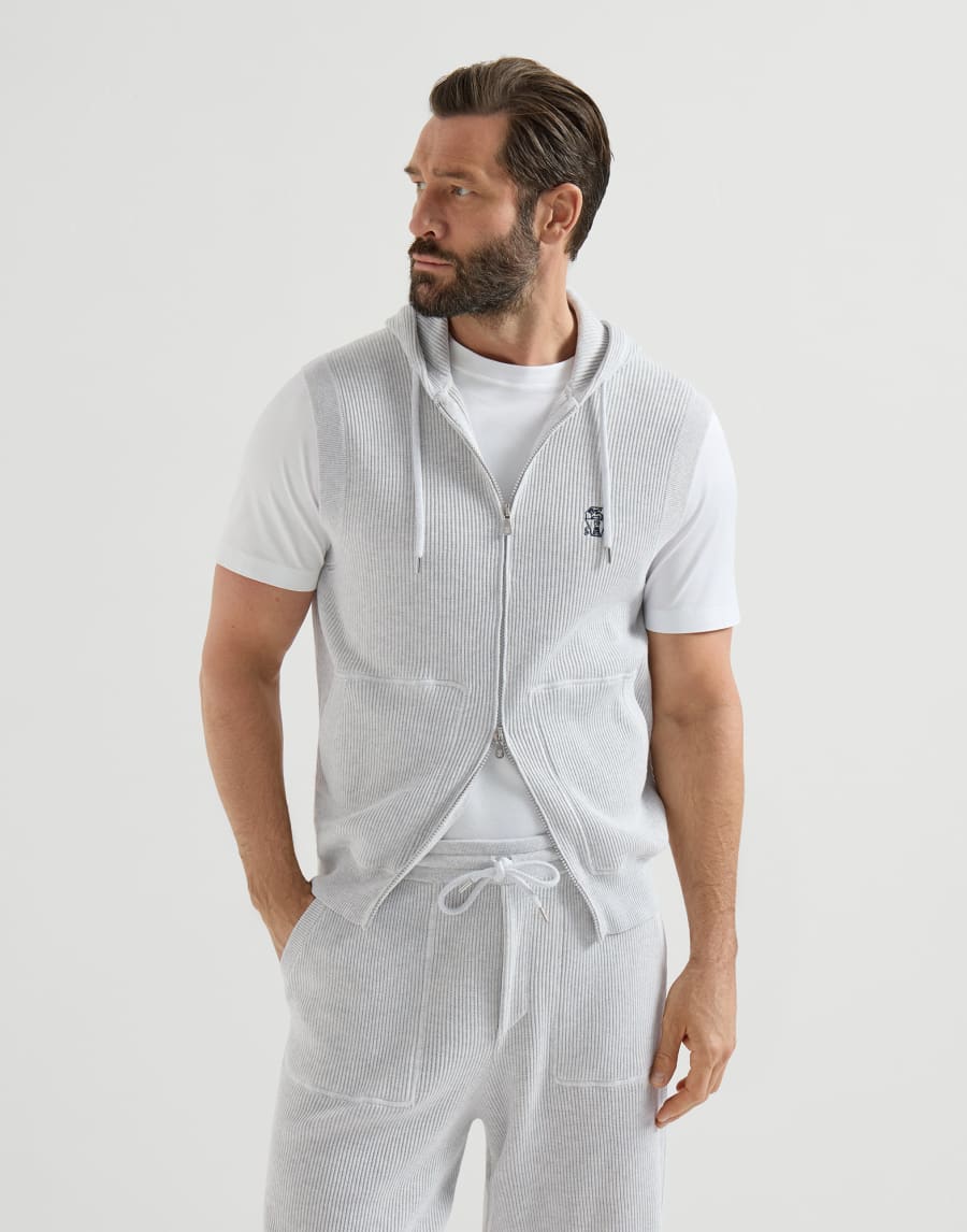 Gilet in maglia di cotone Nebbia Uomo - Brunello Cucinelli