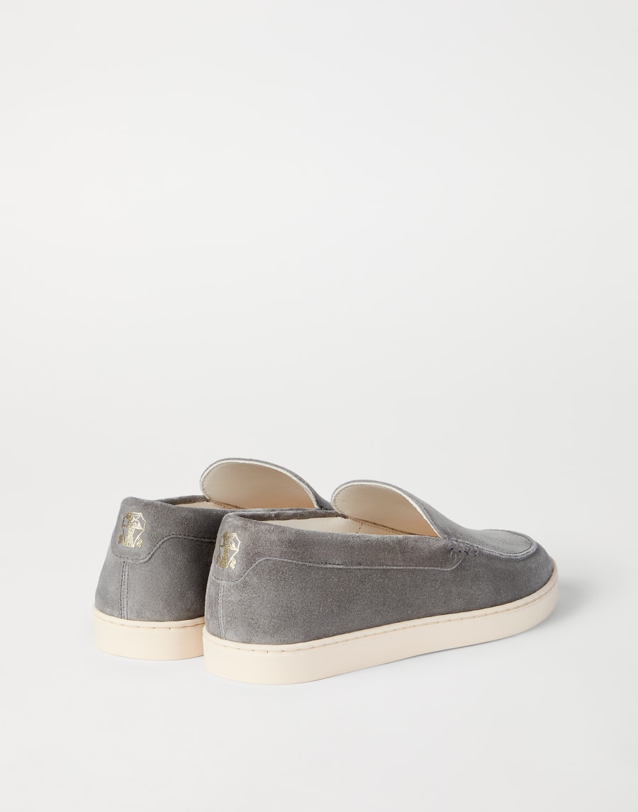 Chevron-effect suede slip-ons Orange Man - Brunello Cucinelli