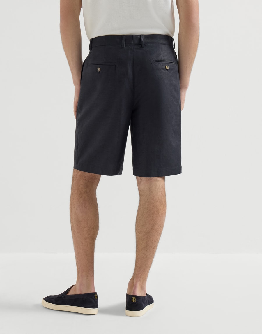핀턱 버뮤다 쇼츠 네이비 블루 남성 - Brunello Cucinelli
