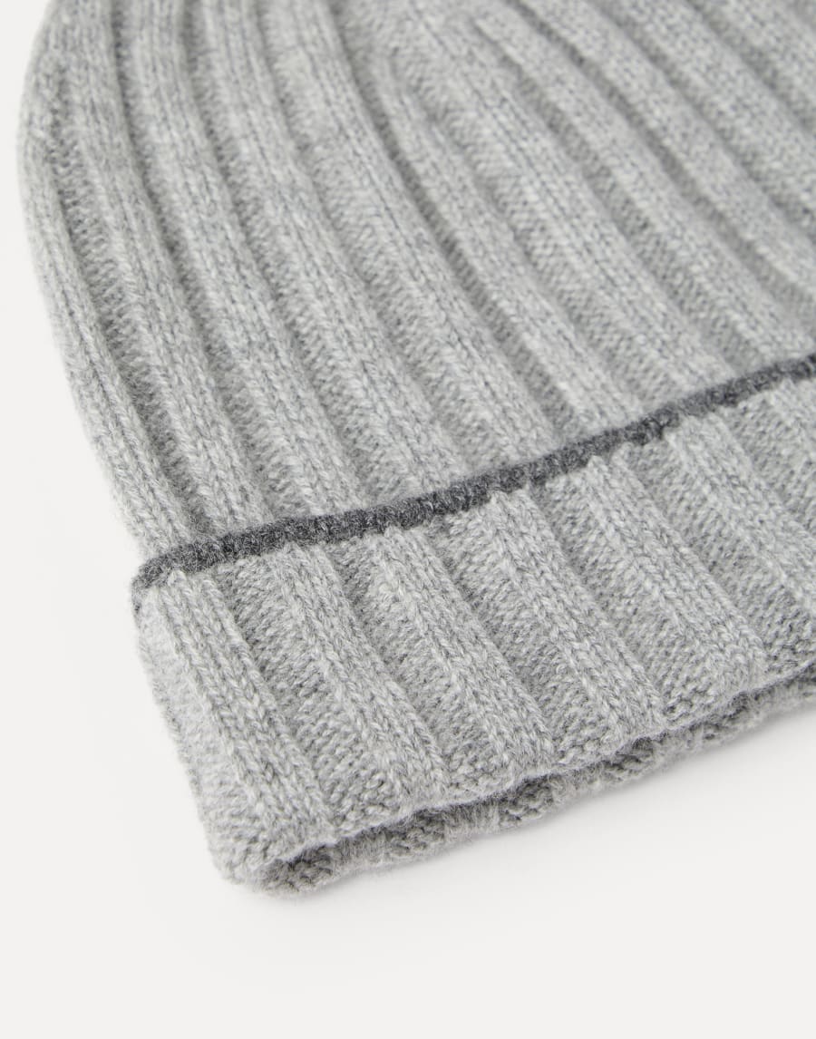 Cashmere rib knit beanie Grey Man - Brunello Cucinelli