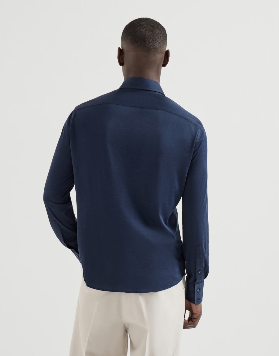 スプレッドカラー付き シャツ ブルー メンズ - Brunello Cucinelli