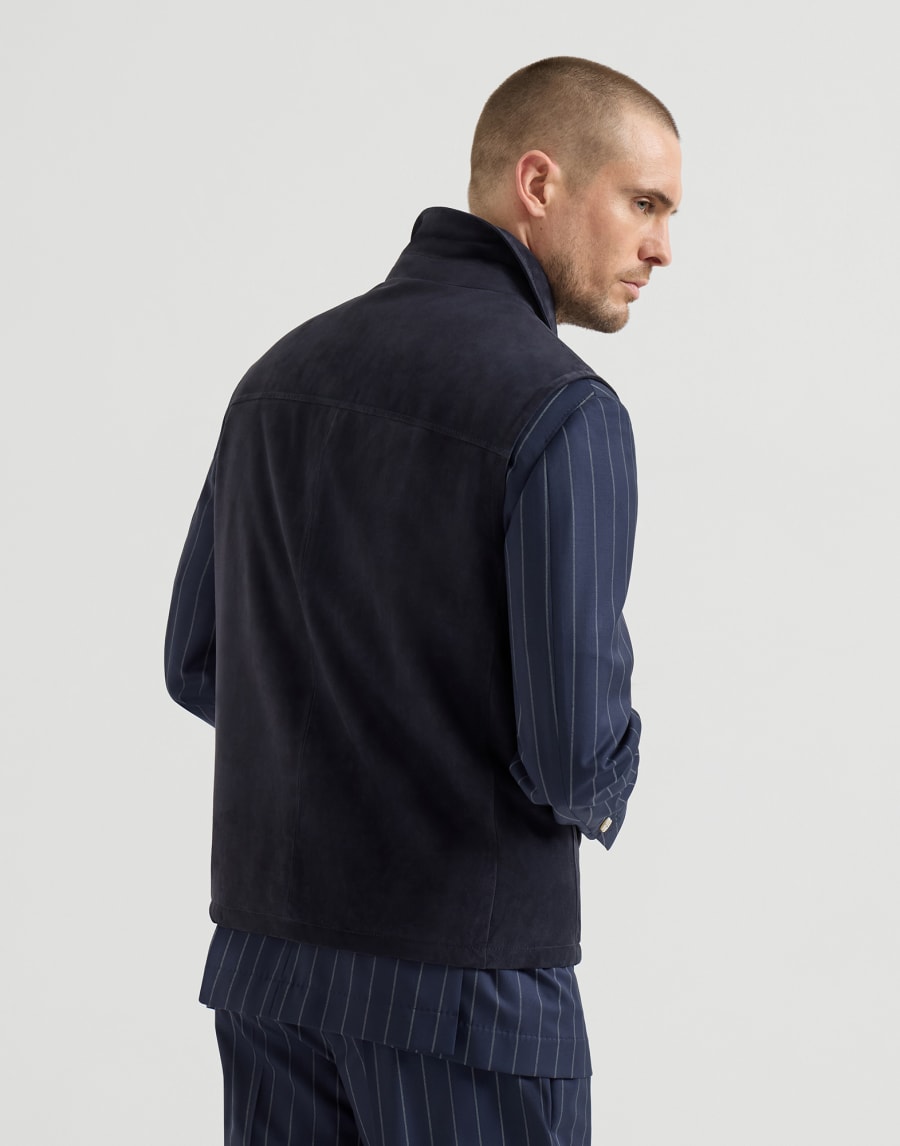 Suede vest Navy Blue Man - Brunello Cucinelli