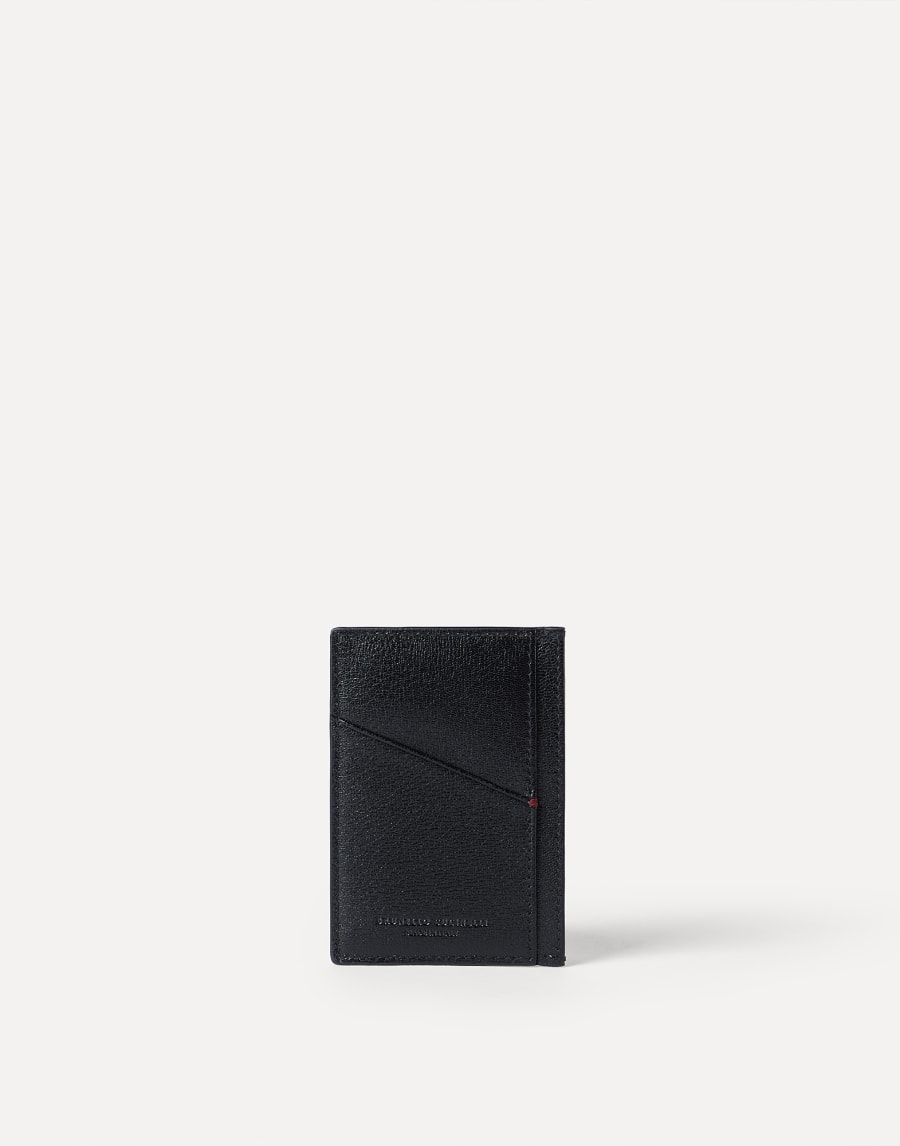 Grained leather card holder Black Man - Brunello Cucinelli