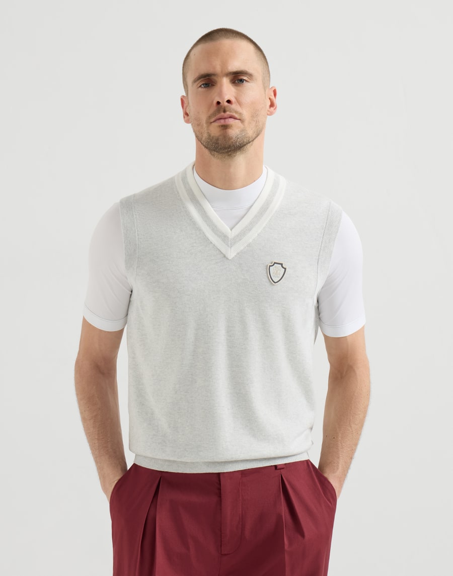 Cotton knit vest Fog Man - Brunello Cucinelli