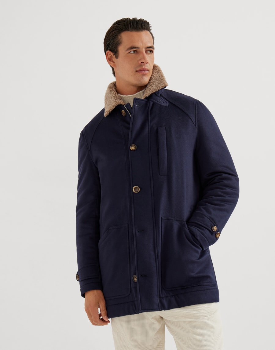 Mantel aus Kaschmir und Vikunja Navy-Blau Herren - Brunello Cucinelli
