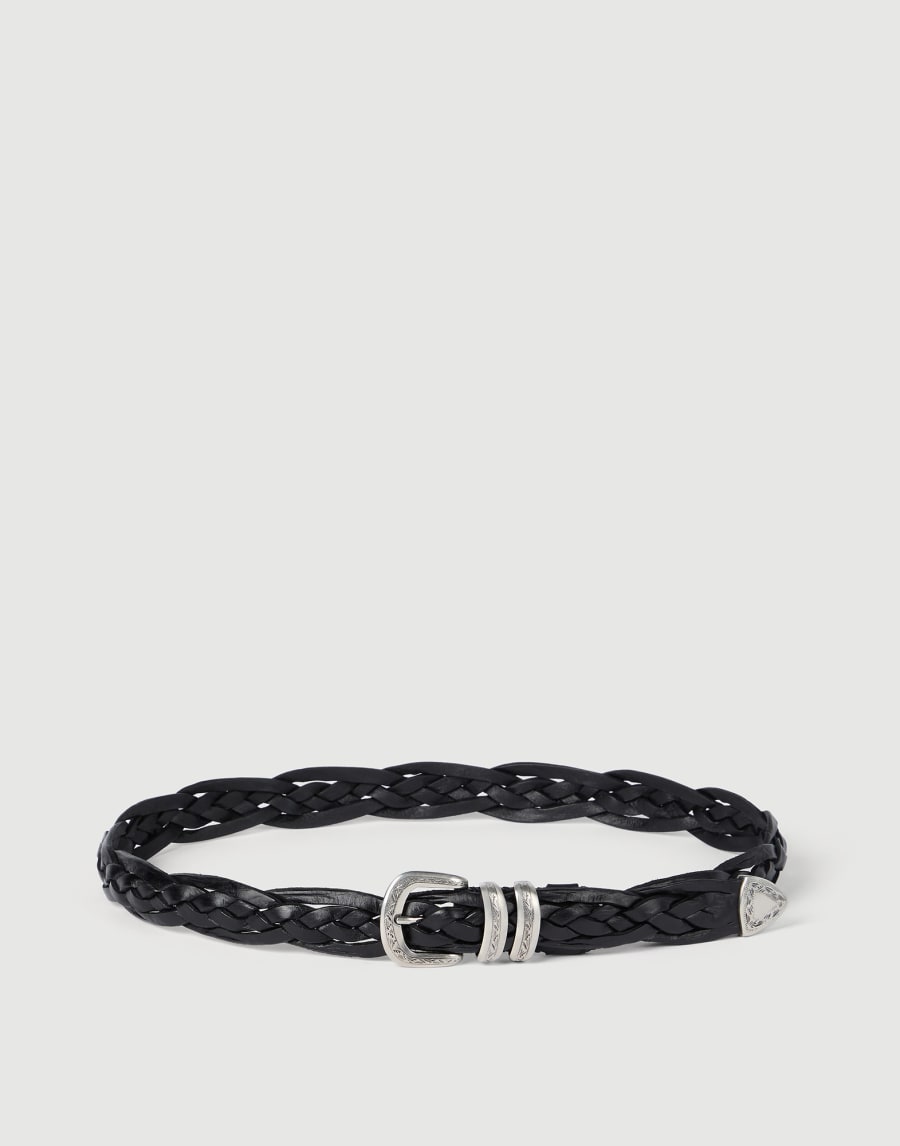 Braided calfskin belt Black Man - Brunello Cucinelli