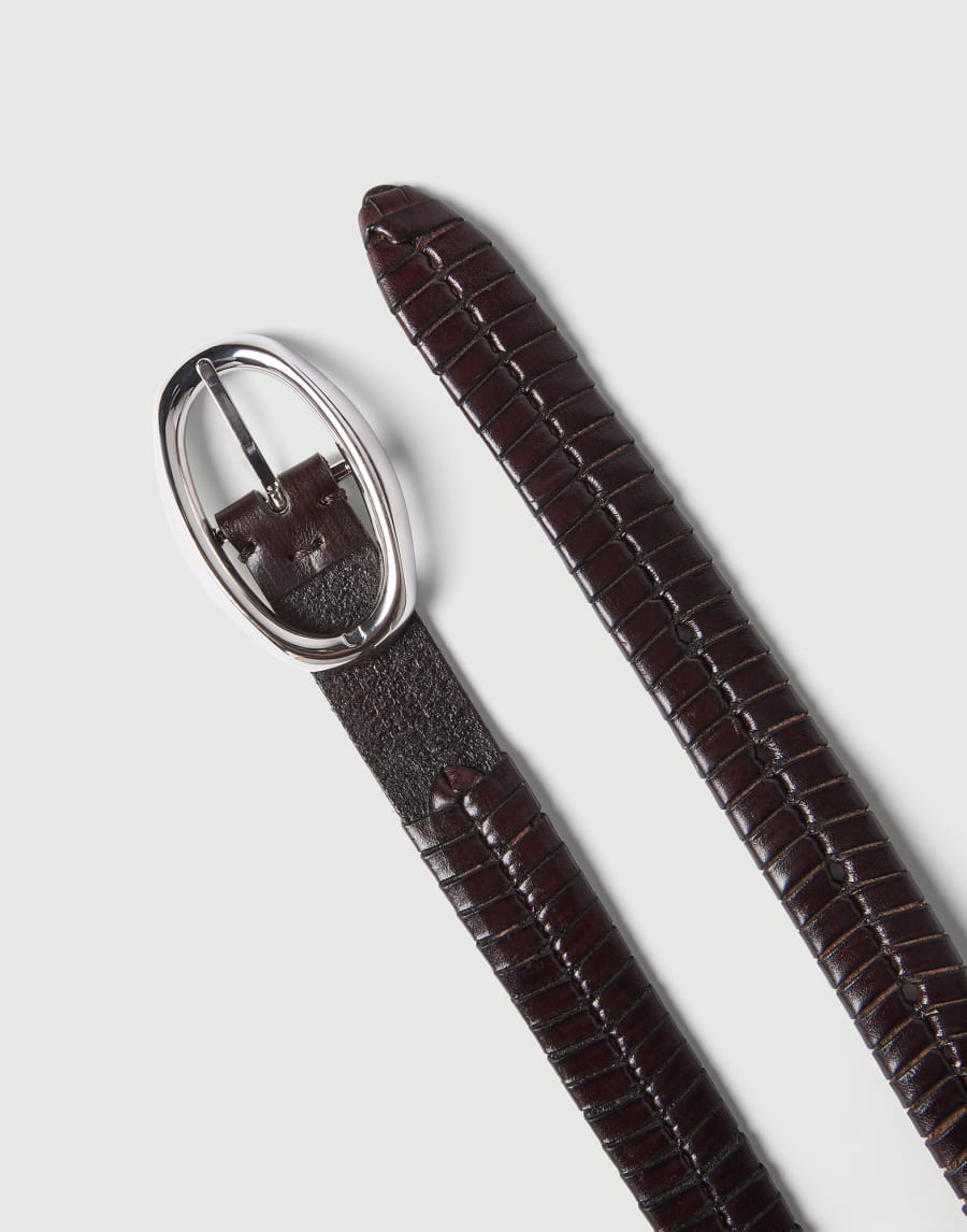 Braided leather belt Chocolate Man - Brunello Cucinelli