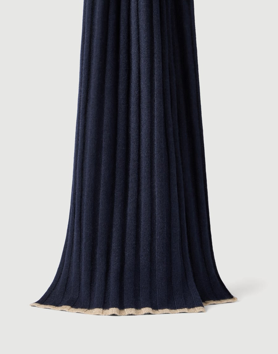 Cashmere rib knit scarf Navy Blue Man - Brunello Cucinelli