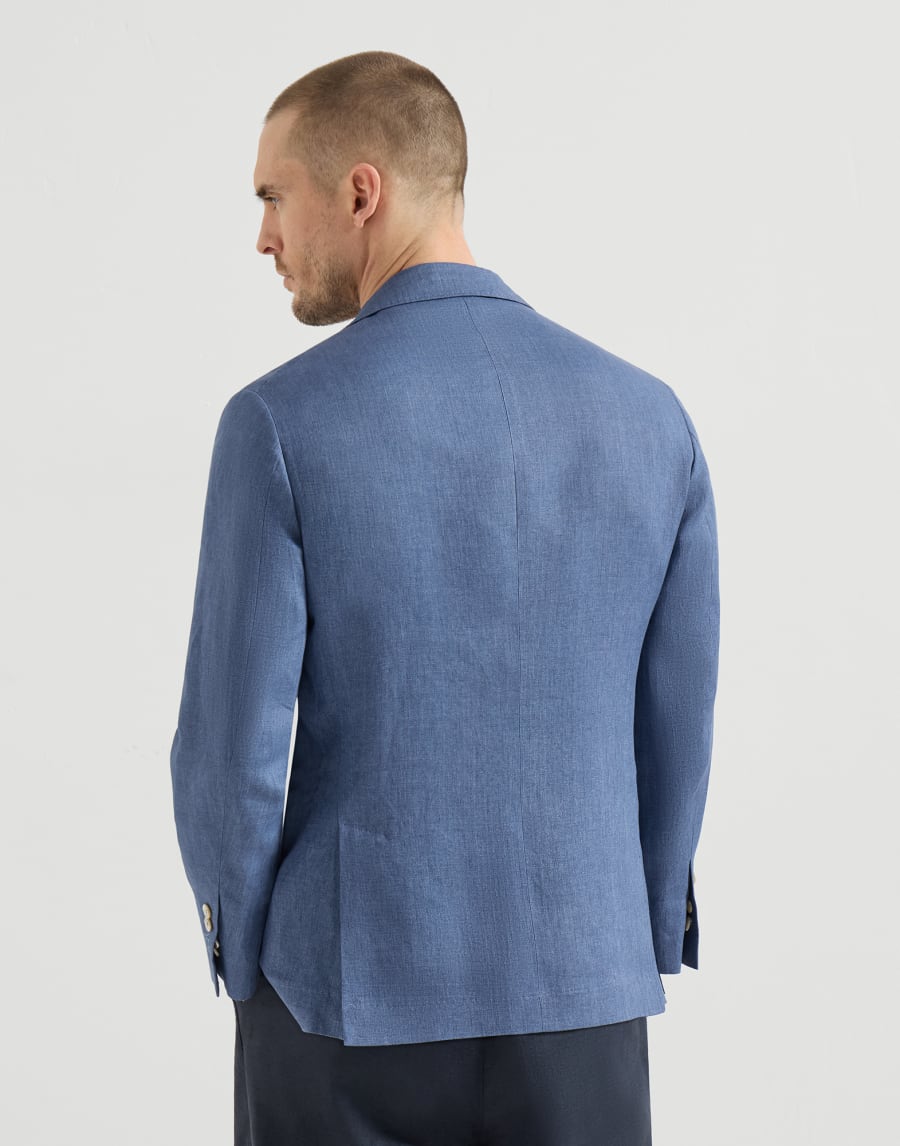 Linen deconstructed blazer Denim Man - Brunello Cucinelli